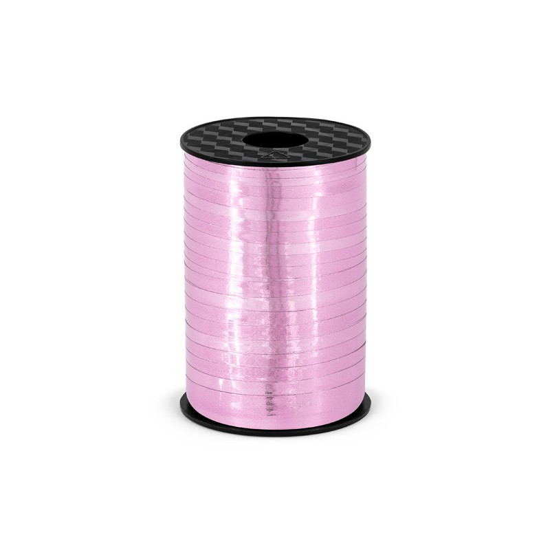 Wstążka plastikowa metalizowana, różowy, 5mm/225m