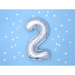 Balon foliowy Cyfra ''2'', 35cm, srebrny