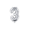 Balon foliowy Cyfra ''3'', 35cm, srebrny