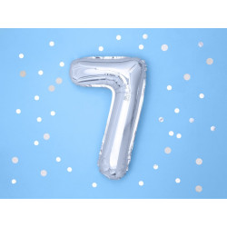 Balon foliowy Cyfra ''7'', 35cm, srebrny