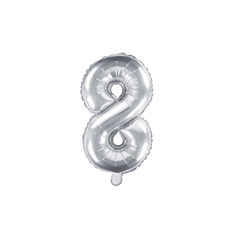 Balon foliowy Cyfra ''8'', 35cm, srebrny