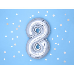 Balon foliowy Cyfra ''8'', 35cm, srebrny