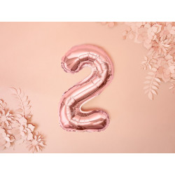 Balon foliowy Cyfra ''2'', 35cm, różowe złoto