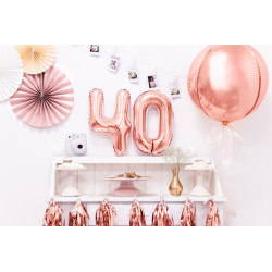 Balon foliowy Cyfra ''4'', 35cm, różowe złoto