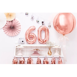 Balon foliowy Cyfra ''6'', 35cm, różowe złoto