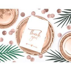 Torebki na słodycze Thank you, różowe złoto, 13x14cm (1 op. / 6 szt.)