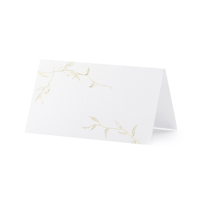 Wizytówki na stół - Gałązki, złoty, 9,5x5,5cm (1 op. / 10 szt.)