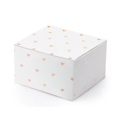 Pudełeczka białe, serca różowe złoto 6x3,5x5,5cm (1 op. / 10 szt.)