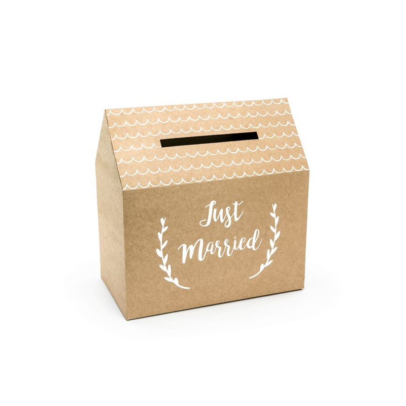 Pudełko na koperty - Just Married, kraft, 30x30,5x16,5cm