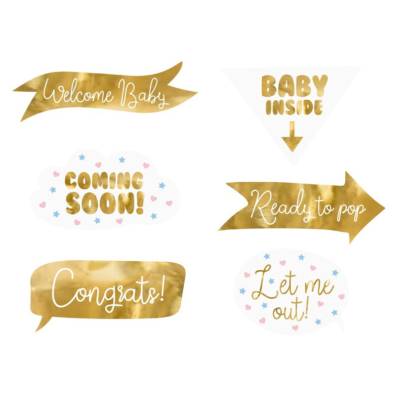 Gadżety do zdjęć Baby shower, mix (1 op. / 6 szt.)