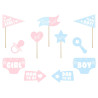 Gadżety do zdjęć Gender reveal party, mix (1 op. / 11 szt.)