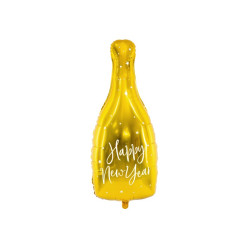 Balon foliowy SZAMPAN NA SYLWESTRA Butelka - Happy New Year, ZŁOTY 32x82cm,