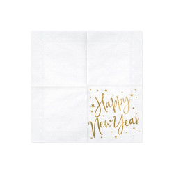 Serwetki Happy New Year, biały, 33x33cm (1 op. / 20 szt.)