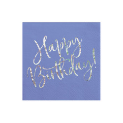 Serwetki Happy Birthday, granatowy, 33x33cm (1 op. / 20 szt.)