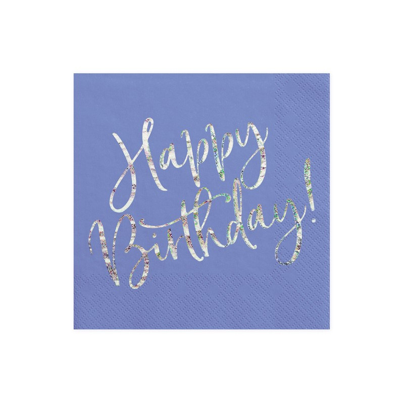 Serwetki Happy Birthday, granatowy, 33x33cm (1 op. / 20 szt.)