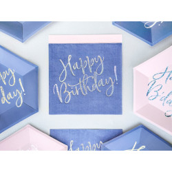 Serwetki Happy Birthday, granatowy, 33x33cm (1 op. / 20 szt.)