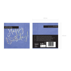 Serwetki Happy Birthday, granatowy, 33x33cm (1 op. / 20 szt.)