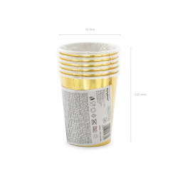 Kubeczki urodzinowe 30 Birthday złote 220ml 6 szt