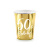 Kubeczki urodzinowe 50 birthday złote 220ml 6szt