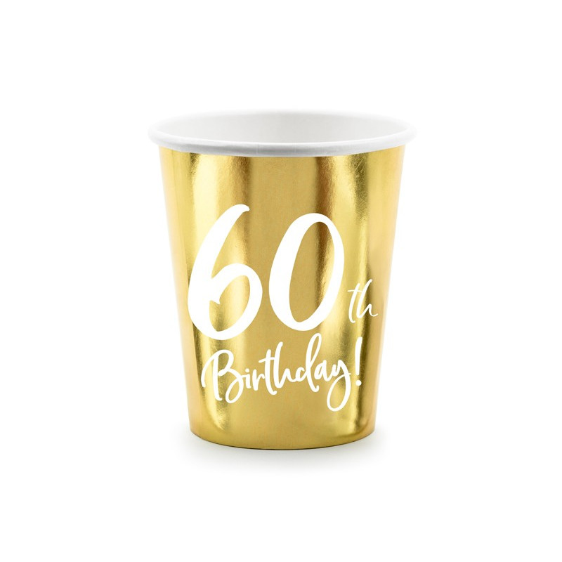 Kubeczki urodzinowe 60 birthday 220ml 6 szt