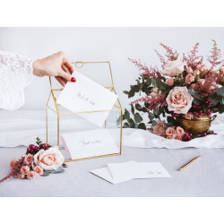 Szklane pudełko na koperty, eleganckie złote 13x21x21cm