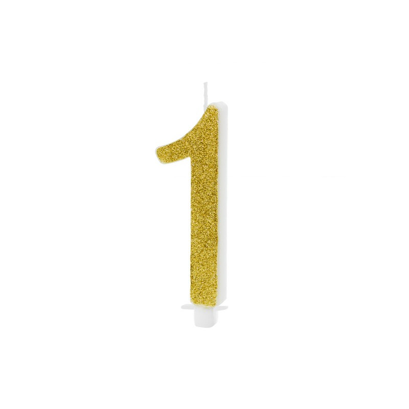 Świeczka urodzinowa Cyferka 1, złoty, 10cm