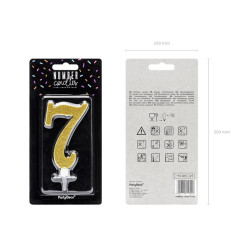 Świeczka urodzinowa Cyferka 7, złoty, 10cm