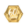 Talerzyki 60th Birthday, złoty, 20cm (1 op. / 6 szt.)
