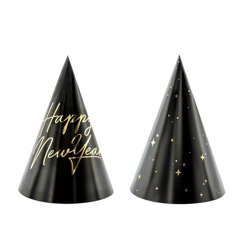 Czapeczki Happy New Year, 16cm (1 op. / 6 szt.)
