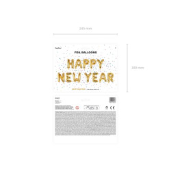 Balon foliowy Happy New Year, 422x46 cm, złoty