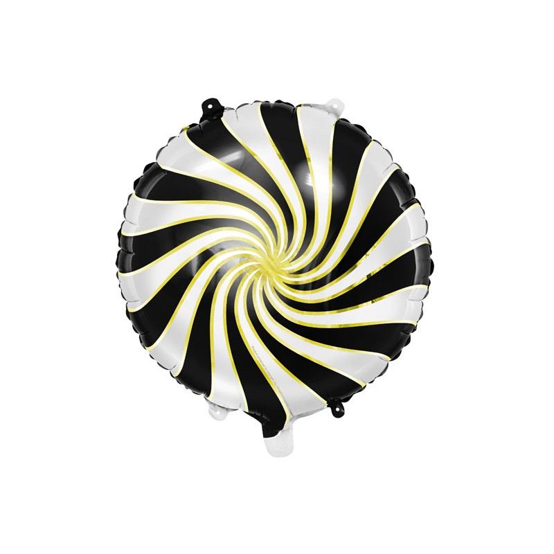 Balon foliowy Cukierek, 35cm, czarno złoty