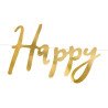 Baner Happy Birthday, złoty, 16.5x62cm