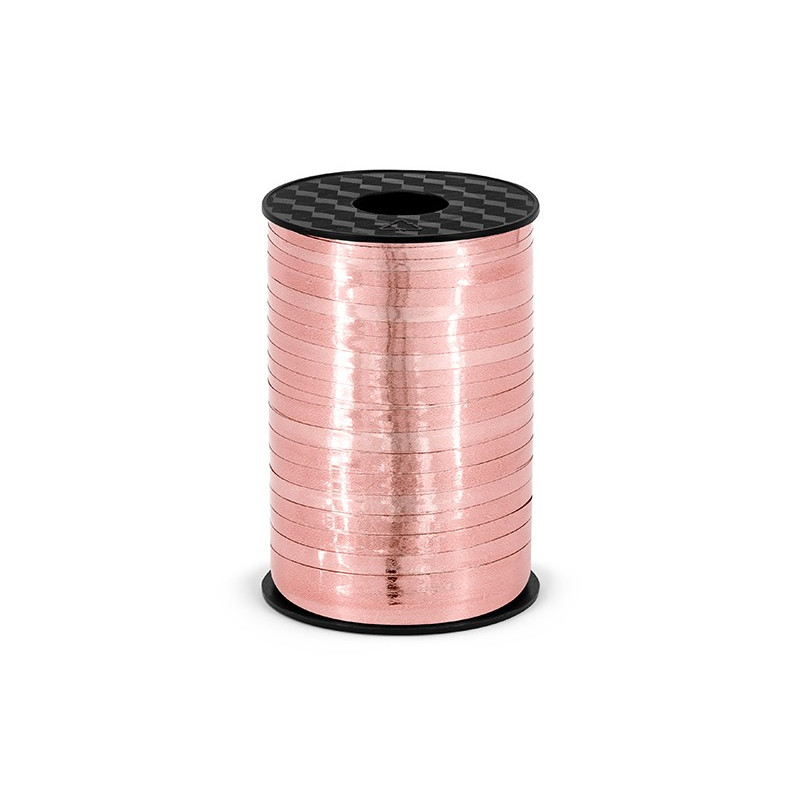 Wstążka plastikowa metalizowana, różowe złoto, 5mm/225m