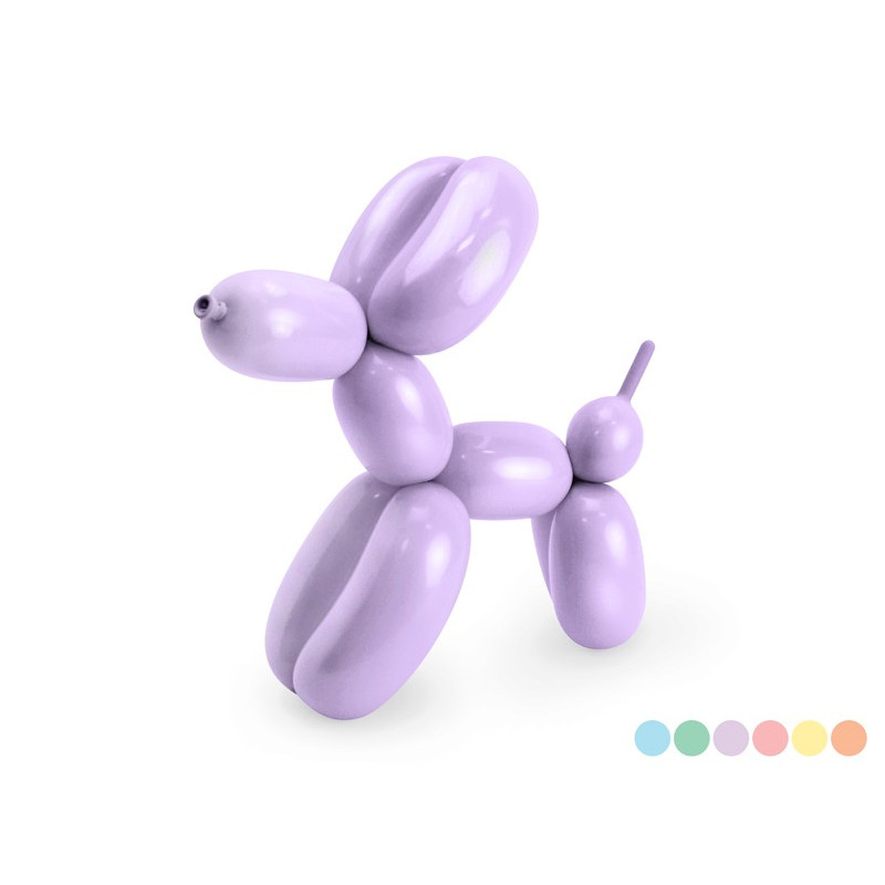 Balony modeliny pastelowe Rurki 130cm z pompką, mix (1 op. / 30 szt.)