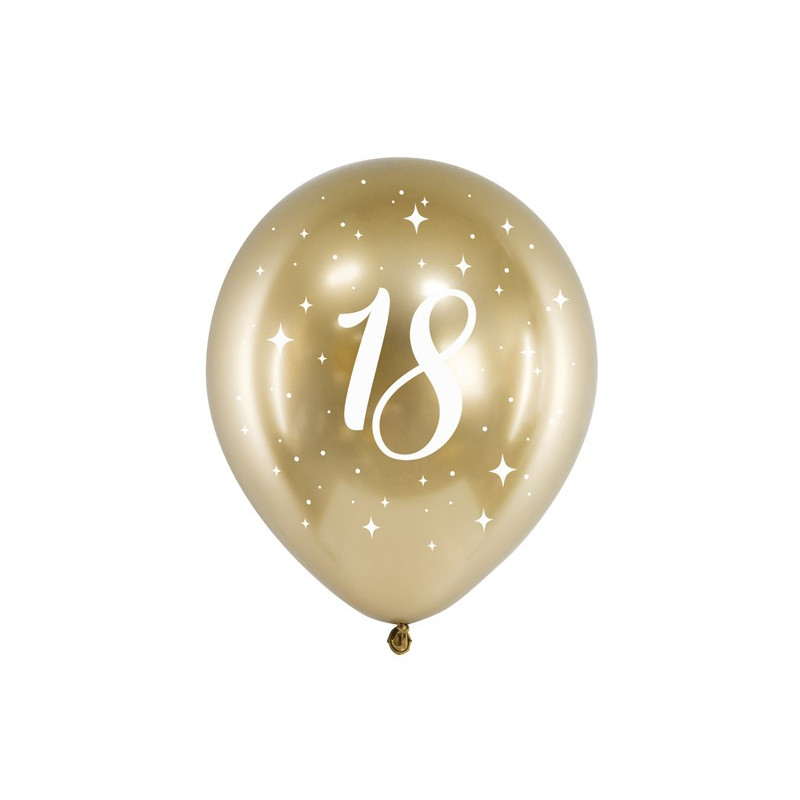 Balony Glossy 30cm, 18, złoty (1 op. / 6 szt.)