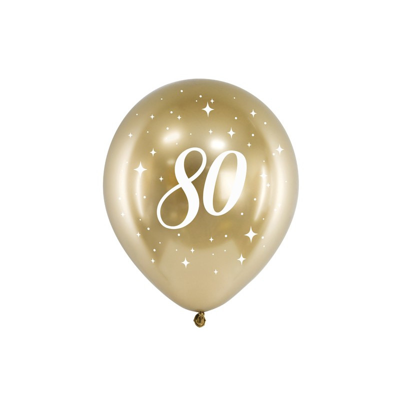 Balony Glossy złote 80 urodziny (1 op. / 6 szt.)