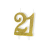 Świeczka urodzinowa liczba 21, złoty, 7.5cm