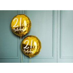 Balon foliowy 21st Birthday, złoty, 45cm