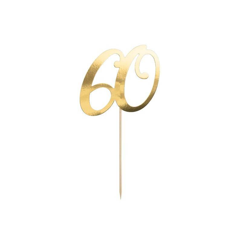 Topper na tort ''60'', złoty, 21cm