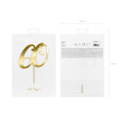Topper na tort ''60'', złoty, 21cm