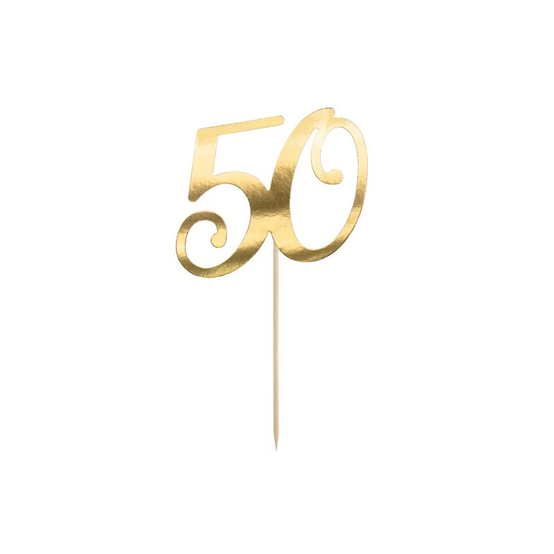 Topper na tort ''50'', złoty, 20.5cm