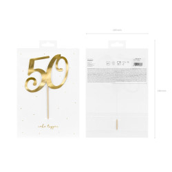 Topper na tort ''50'', złoty, 20.5cm