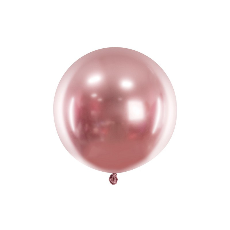 Balon okrągły Glossy Kula 60cm, różowe złoto lateksowy gumowy