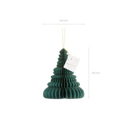 Bombka papierowa honeycomb Choinka, butelkowa zieleń, 20cm