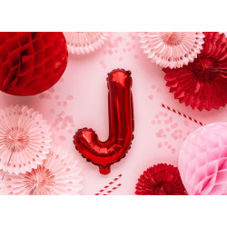 Balon foliowy Litera ''J'', 35cm, czerwony