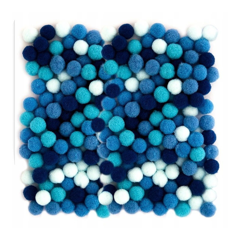 Pompony Poliestrowe NIEBIESKIE 1cm 120szt pomponiki kuleczki materiałowe