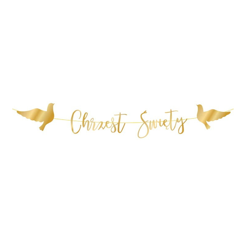 Baner Chrzest Święty Złoty z gołąbkami
