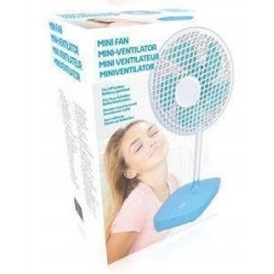 Wiatrak Wentylator biurkowy NIEBIESKI na baterie 27cm