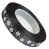 Wstążka ŚWIĄTECZNA Czarna Śnieżynki 12mm