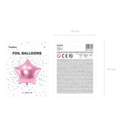 Balon foliowy Gwiazdka, 48cm, jasny różowy
